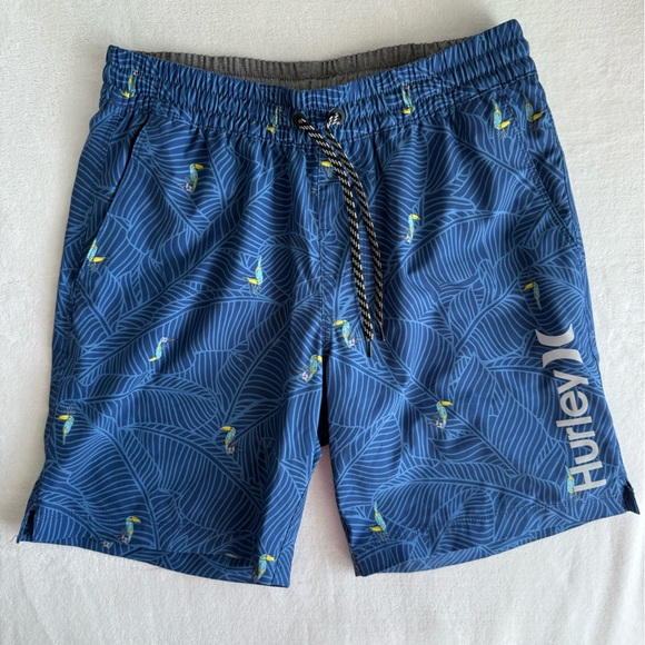 Hurley Men’s Swim Board‎ Shorts Blue Tucan Print Small Petite Summer Tropical - Picture 1 of 9
